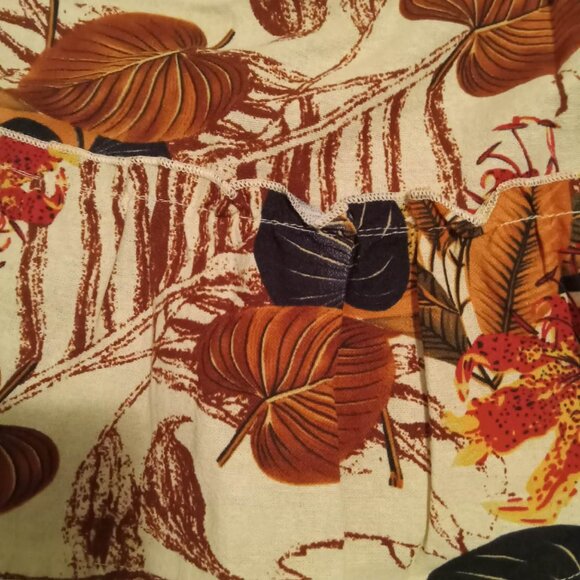 Pretty upcycled cotton and linen tiered skirt, autumn pattern and stretch waistb - Picture 3 of 6